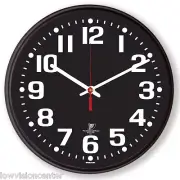Chicago Lighthouse 12.75" Low Vision Quartz Wall Clock Black Face White Numbers