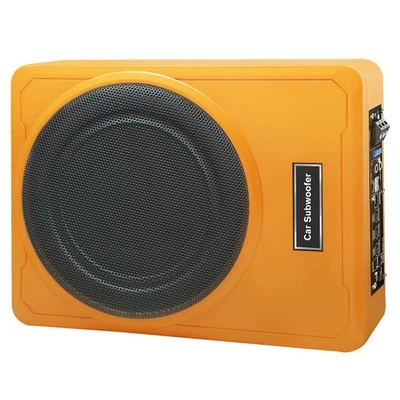10" 1000W Slim Under Seat Powered Car Truck Subwoofer, Built in Amp, Install Kit