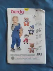 Burda 6395 Sewing Pattern Stuffed Animals 10" Fox Snowman Penguin Bear Toy EASY