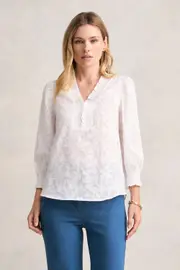 Ruffle Cotton Blouse - White