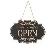 Wear-resistant Door Sign Wooden Open Sign Decor Decorative Open Closed Sign Black