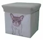 Frenchie French Bulldog Dog Foldable Storage Stool Ottoman 12 inch Cube