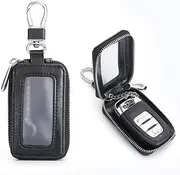 Car Key case Holder Leather Pouch Zipper Purse Car Key Holder（Black）