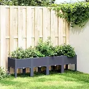 Raised Garden Bed, Elevated Planter Box Plant Container with Legs Blue Grey 160x40x42 cm PP