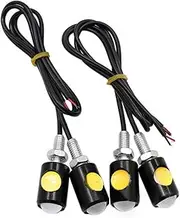6500k Motorcycle Turn Signal Lights, 4 Pieces Mini Stalk Amber Lamp Indicator Blinker Flashers for Most 12V Motorcycles, Scooters, And Dirt Bike