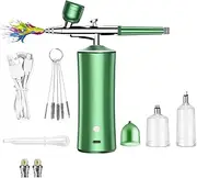 Cordl Airbrush Set Auto Handheld Air Brush for Makeup Nail Art Cake Decor Model Painting Barber Green