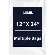 1.5Mil 12" X 24" | LDPE Clear Flat Poly Bags, Flexible & Durable | Multiple Bags