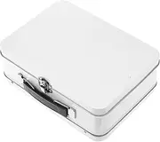 HOLIDYOYO Box Mini Tin Chest Stationery Suitcase Photo Storage Case Desktop Sundries Case Keepsake Storage Holder Tea Canister Food Containers with Lids Desk Drawer Organizer White Tinplate