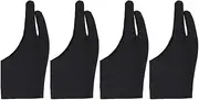4 Pcs Two Finger Drawing Glove for Artists - Anti-Fouling, Anti-Sweat, Spandex, Black, Size S, Ideal for Sketching, Painting, Tablet Use