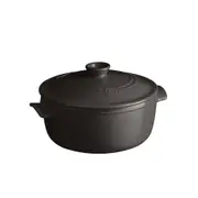 Emile Henry 2.6L/22cm Ceramic Round Stewpot Food Cooking Pot w/ Lid Charcoal