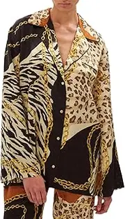 [Ronny Kobo] Women's Animal Print Long Sleeve Valentina Top