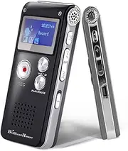 BrilliantHouse 16GB Digital Voice Recorder Activated with Playback Upgraded Portable Tape for Lectures, Meetings, Interviews, Audio Dictaphone USB Charge, MP3, Password N28