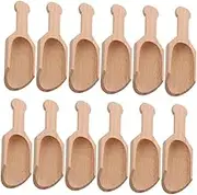 HOLIDYOYO 12Pcs Mini Wooden Scoops Versatile Kitchen Utensils for Seasoning Tea Condiments Smooth Finish for Home Restaurants and Cafes for Sugar Salt and Flour