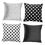 Set of 4 Throw Pillow Covers Black and White 18" x 18" (Pack of 4) Polka Dot