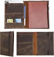 CONTACT'S FAMILY Multifunctional Leather Padfolio Binder Organizer Tablet/Laptop Case - for 10.9/11-inch iPad mini Papers Document Holder Planner Binder B5 Letter Size