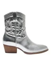 [Ravella] Texas Western Boots in Silver Metallic