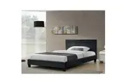 Monica PU Leather Double Bed - Black-Double