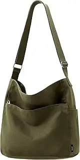 [KALIDI FANCY FOREST] KALIDI Canvas Tote Bag Large Hobo Crossbody Shoulder Handbag Zipper Messenger Bag for Women or Men Casual College Work