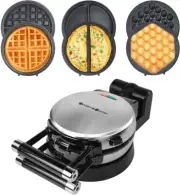 3-in-1 Waffle Omelet Egg Waffle Maker, 3 Removable Nonstick Baking Plates