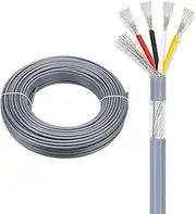 18 Gauge Wire 4 Core Shielded Wire Tinned Copper Spiral Shield 15-200Ft 20AWG Grey PVC Jacket Suitable for Power Transmission and Communication Equipment(15ft(5M),20AWG-4C-Gray)
