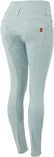 [HORZE] Women's Tara Full Seat Silicone Grip Breeches | Stretchable, High Waist with 4 Pockets - Silver Blue - 30