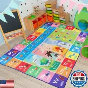 ABC Rugs for Playroom, Cute Classroom Rug Non Slip Play Mat with Alphabet Num