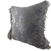 Pair of Chenille cushion covers 45cm x 45cm - French Silver colour with matching ruche