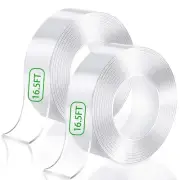 Double Sided Tape Heavy Duty (2 Rolls Total 33 ft), Strong Clear Nano Double ...