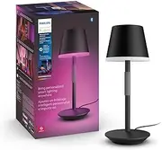 Philips Hue Go Smart Portable Table Lamp [Downlight - Black] White & Colour Ambiance LED with Bluetooth. for Home Indoor Lighting, Bedroom, Livingroom, Diningroom, Office. Compatible with Alexa