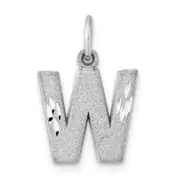 14k White GoldW Satin Diamond-cut Letter W Initial Charm