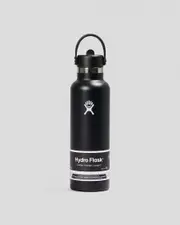 [Hydro Flask] Hydro Flask 21Oz Standard Mouth Flex Straw Bottle in Black One Size