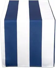 DII Cabana Stripe Outdoor Tabletop Collection, Stain/Wrinkle Resistant & Waterproof, Table Runner, 14x72, Nautical Blue
