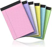 6 Pack Note Pads 5 x 8 Inch Colored Small Legal Pads 5 x 8 Pink Notepad Perforated Writing Pads Lined Paper Pads of Paper College Ruled Paper 30 Sheets Notebook To Do List for School, Office, Home