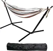 Elevon Double Hammock with Space Saving Steel Stand and Portable Carrying Case, 450-Pound Capacity, Coffee