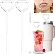 Stanley Cup Anti Wrinkle Drinking Straw - 2pcs Curved Glass Straws for Wrinkle Free Drinking