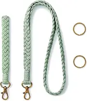 AOKSUNOVA Macrame Keychain Wristlet Strap for Key Hand Wrist Lanyard Key Chain Holder Handmade White Black