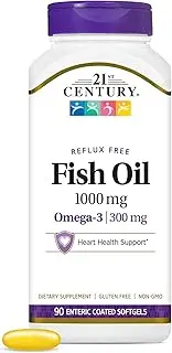 21st Century Fish Oil 1000 mg Enteric Coated Softgels, 90 Count