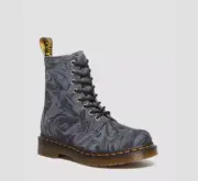 DR MARTENS 1460 PASCAL MARBLED SUEDE LACE UP BOOTS WOMEN'S SIZE 7 - BLACK/GREY