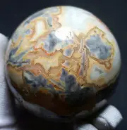 TOP 392.7 G 64MM Natural Polished Crazy Agate Crystal Sphere Ball Healing WB181