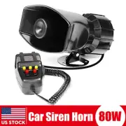 80W 12V 7 Sound Loud Car Alarm Warning Fire Horn Siren PA Speaker MIC System