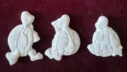 3pc Turtles-Unpainted Ceramic -For Magnets, Orns, applied decoration