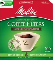 #4 Cone Coffee Filters – Unbleached Brown, 600 Count Total (6 Packs of 100)