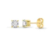 Lab Grown Diamond Earrings 18ct Yellow Gold 1.40 Carat Claw Set IGI Certificated