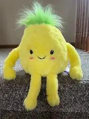 IScream Pineapple Plush Furry Pillow Rare Stuffed Animal 16” Cute Face - NWT