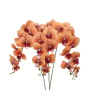 3Pcs 41" 9 Heads Artificial Orchid Stems Faux Phalaenopsis, Drak Yellow