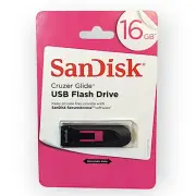 SanDisk Cuzer Glide 16GB USB 2.0 Flash Drive ~ Black & Pink