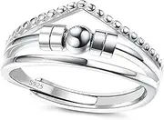 LNIEER 925 Sterling Silver Anti Anxiety Ring for Women Men Anxiety Relief Ring with Beads Spinning Rings for Anxiety Fidget Spinner Anxiety Ring Adjustable Minimalist Rings