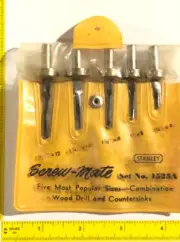 Stanley Screw-Mate Screw-Sink Set Boatbuilder Countersink Drill Bit NOS 1525A