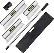 VEVOR Skimming Blade Set,10"+16"+24" Blades + 35"-78" Extension Handle，European Stainless Steel Construction Knife, Aluminum Blade Profile Smoothing Knockdown Spatula for Gyprock/Drywall/Wall-Board