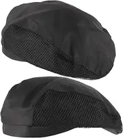 [TIDTALEO] 2pcs Women's Chef Hat Men's Worker Hat Hair Net Cap for Cooking Bake Fashion Black
